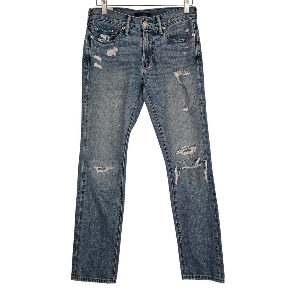 Abercrombie & Fitch Mens Loose Skinny Jean Distressed Destroyed 28x30 Blue Denim